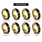 font options for inside engraving on black & gold headphones rings