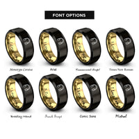 font options for inside engraving on black & gold headphones rings