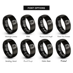 font options for inside engraving on black headphones rings