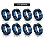 font options for inside engraving on blue headphones rings
