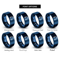 font options for inside engraving on blue headphones rings
