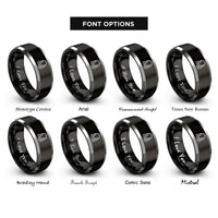font options for inside engraving on black & grey headphones cable rings