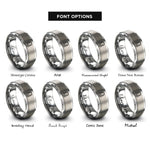 font options for inside engraving on gray headphones cable rings