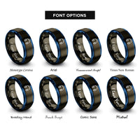 font options for inside engraving on gunmetal & blue headphones rings