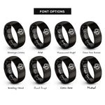 font options for inside engraving on black headphones note rings