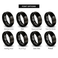 font options for inside engraving on black headphones note rings