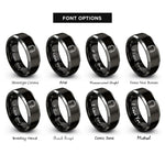 font options for inside engraving on black & gray headset rings