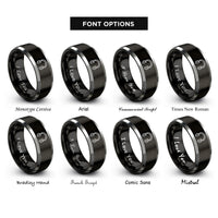 font options for inside engraving on black & gray headset rings