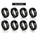 font options for inside engraving on black headset rings