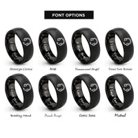 font options for inside engraving on black headset rings