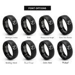 font options for inside engraving on black headset boom mic rings