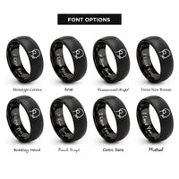 font options for inside engraving on black headset boom mic rings