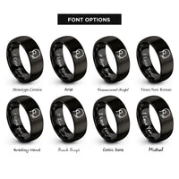 font options for inside engraving on black headset boom mic rings
