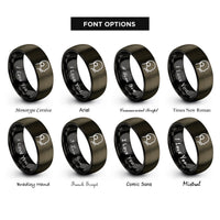 font options for inside engraving on gunmetal & black headset boom mic rings