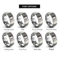 font options for inside engraving on gray headset rings