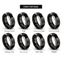 font options for inside engraving on black & gray headset microphone rings