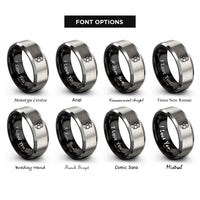 font options for inside engraving on black & gray headset microphone rings