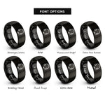 font options for inside engraving on black headset microphone rings