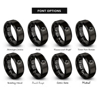 font options for inside engraving on black headset microphone rings