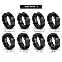 font options for inside engraving on black headset microphone rings