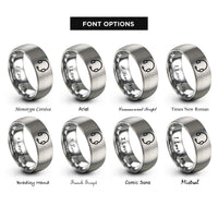 font options for inside engraving on silver headset microphone rings