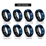 font options for inside engraving on black & blue headset waveform rings