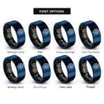 font options for inside engraving on black & blue headset waveform rings