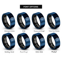 font options for inside engraving on black & blue headset waveform rings