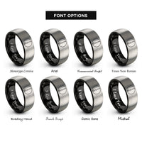 font options for inside engraving on black & grey headstand sirsasana circle rings