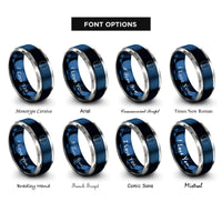 font options for inside engraving on blue & silver headstand sirsasana circle rings