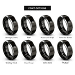 font options for inside engraving on black & silver headstock tuners rings