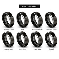 font options for inside engraving on black & silver headstock tuners rings
