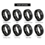 font options for inside engraving on black health heart rings