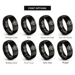 font options for inside engraving on black health heart rings