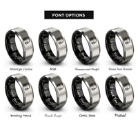 font options for inside engraving on black & gray hearing protection rings