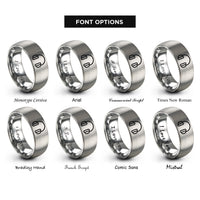 font options for inside engraving on gray hearing protection rings