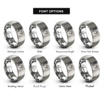 font options for inside engraving on grey heart accent rings