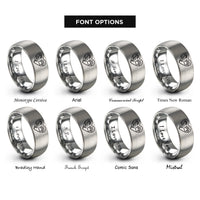 font options for inside engraving on grey heart accent rings