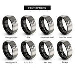 font options for inside engraving on black & gray heart anchor interlock rings