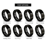 font options for inside engraving on black heart anchor interlock rings