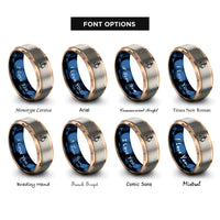 font options for inside engraving on rose gold & blue & silver heart anchor rope rings