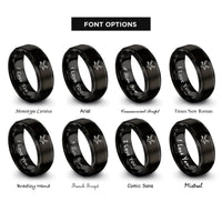 font options for inside engraving on black heart antlers rings