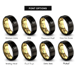 font options for inside engraving on black & gold heart bone rings