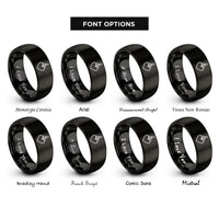 font options for inside engraving on black heart crown rings