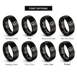 font options for inside engraving on black heart cup rings