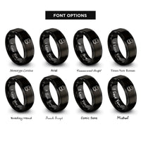 font options for inside engraving on black heart cup rings