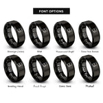 font options for inside engraving on black heart cup rings