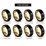 font options for inside engraving on black & gold heart graduation cap rings