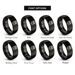 font options for inside engraving on black heart graduation cap rings
