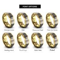 font options for inside engraving on gold & grey heart hands rings